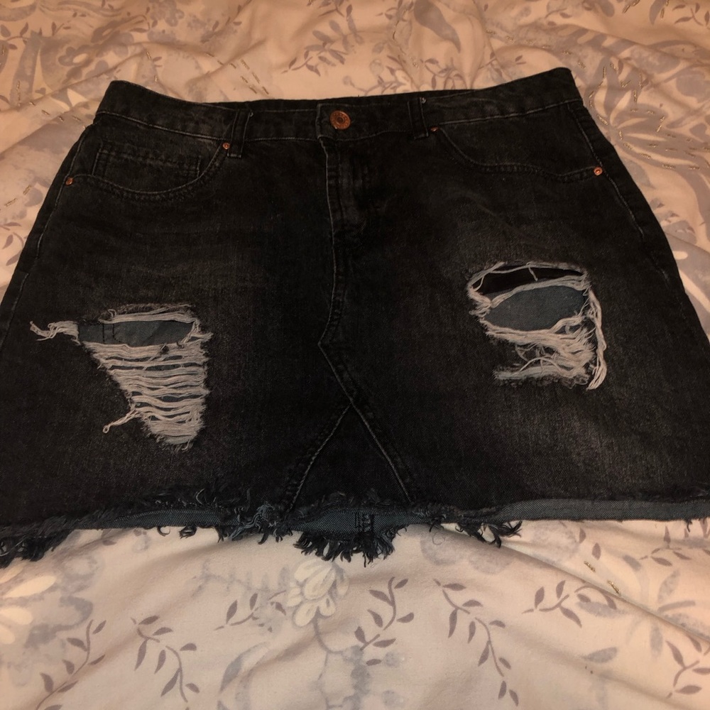 Refuge black denim mini skirt